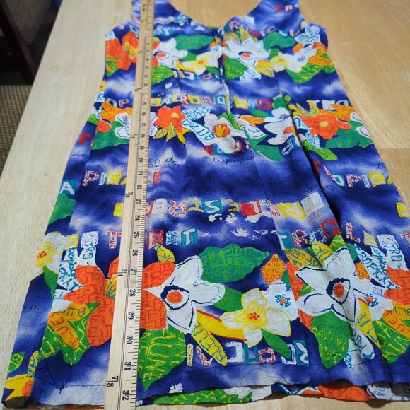 JAMS WORLD Mini dress Size 11 Multicolored blue Tropical floral Vintage - Picture 10 of 10